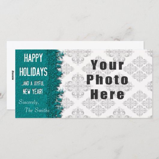 prettige feestdagen Ice Blue Snowflake Feestdagenkaart (Voorkant / Achterkant)