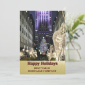 Prettige feestdagen Iconische Rockefeller Plaza Bu Feestdagenkaart (Staand voorkant)