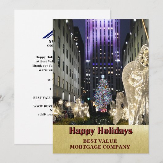 Prettige feestdagen Iconische Rockefeller Plaza Bu Feestdagenkaart (Voorkant / Achterkant)