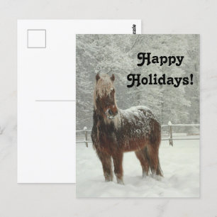 Prettige feestdagen IJslands paard in de winter, Briefkaart