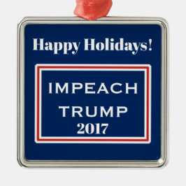 Prettige feestdagen Impeach Trump rood-witte Sjabl Metalen Ornament