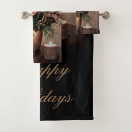 prettige feestdagen in Bronze Bad Handdoek