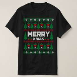 prettige feestdagen in een lelijke kerstkeuken t-shirt