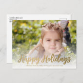 prettige feestdagen in Gold Script Photo Briefkaar Briefkaart (Voorkant / Achterkant)