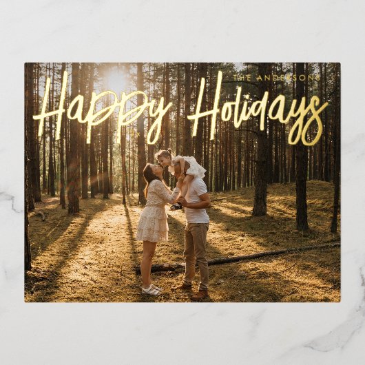 PRETTIGE FEESTDAGEN In goud Kerstfoto (Voorkant)