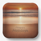 Prettige feestdagen In Strandzand Papieren Bordje (Voorkant)