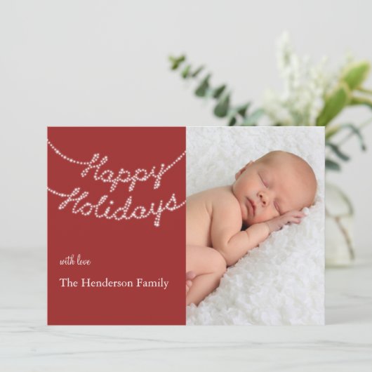 prettige feestdagen in Twinkle Lights-fotokaart Feestdagenkaart (Staand voorkant)