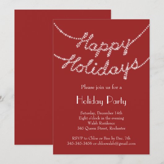 prettige feestdagen in Twinkle Lights Party Kaart (Voorkant / Achterkant)