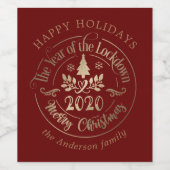 prettige feestdagen jaar goud vergrendeld rood wijn etiket (Enkel label)