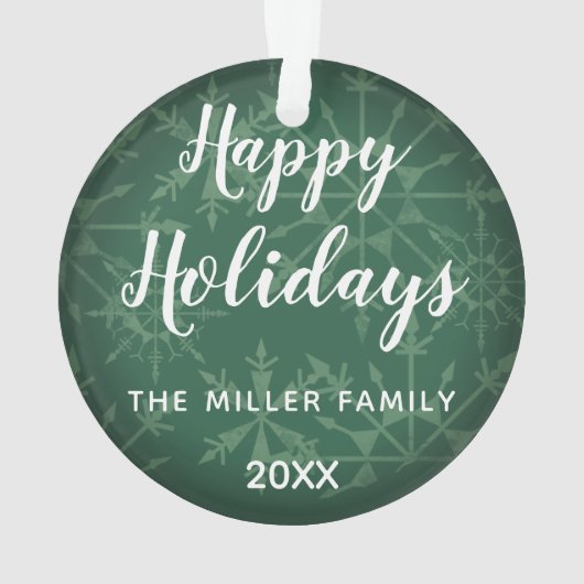 prettige feestdagen Jaar / Groene Snowflake Ornament (achterkant)