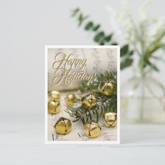 Prettige feestdagen Jingle Bells Gold White (Staand voorkant)