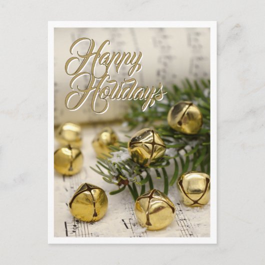 Prettige feestdagen Jingle Bells Gold White (Voorkant)