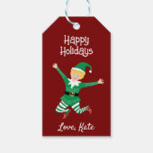 Prettige feestdagen Jolly Elf Christmas Gift Label Cadeaulabel (Voorkant)