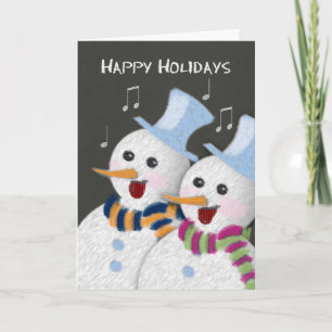 prettige feestdagen Jolly Snowmen Couple Kaart