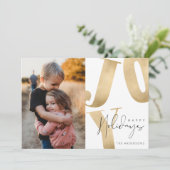 Prettige feestdagen Joy Family Foto Feestdagenkaart (Staand voorkant)