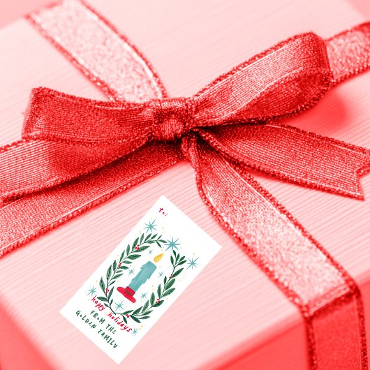 Prettige feestdagen kaars hand getekend op maat va etiket