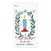 Prettige feestdagen kaars hand getekend op maat va etiket (Voorkant)