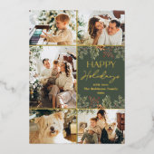 Prettige feestdagen Kaart Boho Green Gold Foil 5 F (Voorkant)