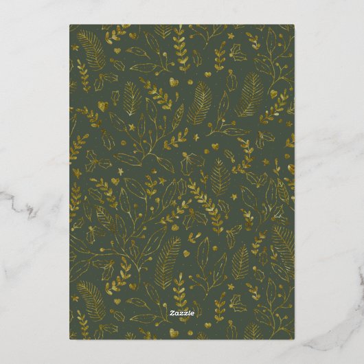 Prettige feestdagen Kaart Boho Green Gold Foil 5 F (Achterkant)