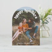 Prettige feestdagen Kaart Boogfoto Retro (Staand voorkant)