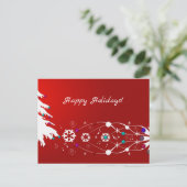 Prettige feestdagen Kaart Boom, Sneeuwvlokken, & S (Staand voorkant)