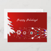 Prettige feestdagen Kaart Boom, Sneeuwvlokken, & S (Voorkant / Achterkant)