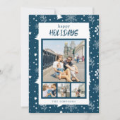 Prettige feestdagen Kaart Chic 4 foto collage blau (Voorkant)