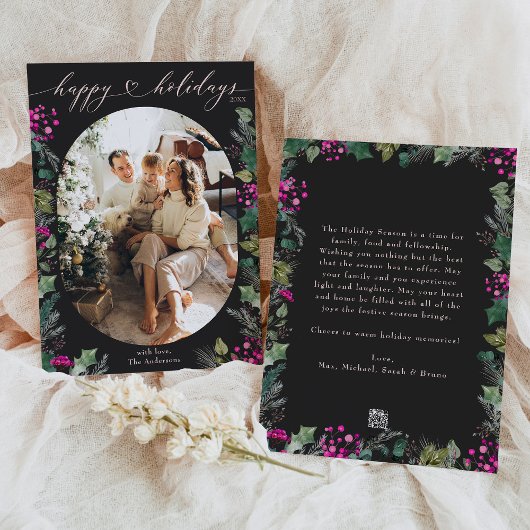 Prettige feestdagen Kaart Dark Moody Family Foto