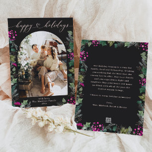 Prettige feestdagen Kaart Donker Moody Roze Foliag