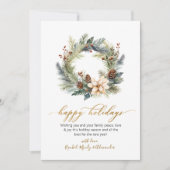 Prettige feestdagen Kaart Elegant Script Krans Gre (Voorkant)