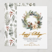 Prettige feestdagen Kaart Elegant Script Krans Gre (Voorkant / Achterkant)