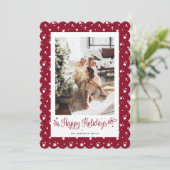 Prettige feestdagen Kaart Elegante moderne rode fo (Staand voorkant)