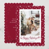 Prettige feestdagen Kaart Elegante moderne rode fo (Voorkant / Achterkant)