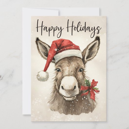 Prettige feestdagen Kaart Ezel (Voorkant)
