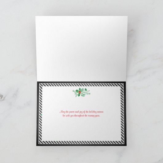 prettige feestdagen Kaart | Faux-karton, Holly (Binnen)