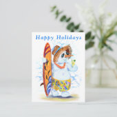 Prettige feestdagen Kaart Funny Snowman Surfer (Staand voorkant)