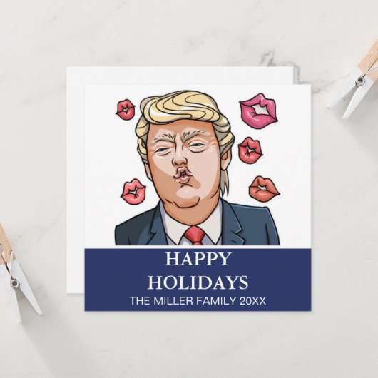 Prettige feestdagen Kaart Grappige Trump (Voorkant / Achterkant in situ)