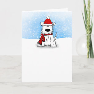 Prettige feestdagen Kaart Kleine witte puppy hond