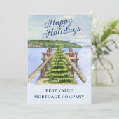 Prettige feestdagen Kaart Lake Mountain Dock (Staand voorkant)