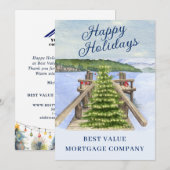 Prettige feestdagen Kaart Lake Mountain Dock (Voorkant / Achterkant)