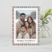 Prettige feestdagen Kaart Modern Gingham Family 2  (Staand voorkant)