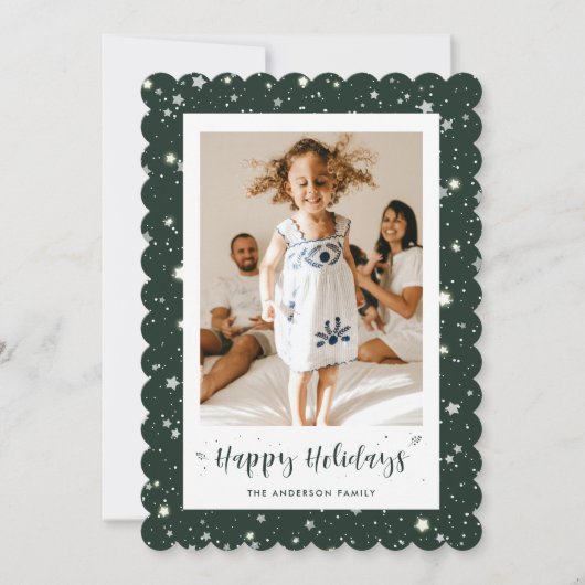 Prettige feestdagen Kaart Moderne Groene Sneeuwste (Voorkant)