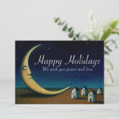 Prettige feestdagen Kaart nachtelijke hemel met ma (Staand voorkant)