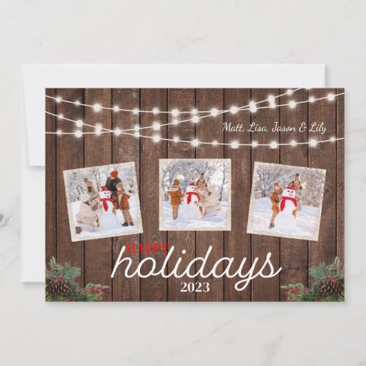 Prettige feestdagen Kaart Pijnappel Holly Lights (Voorkant)