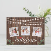 Prettige feestdagen Kaart Pijnappel Holly Lights (Staand voorkant)