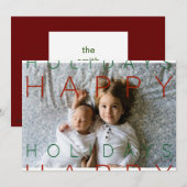 prettige feestdagen - Kaart rode en groene bloktek (Voorkant / Achterkant)