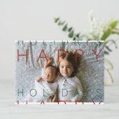 prettige feestdagen - Kaart rode en groene bloktek (Staand voorkant)