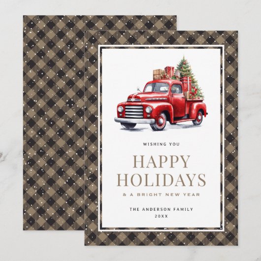 Prettige feestdagen Kaart Rode Vrachtwagen Kerstbo (Voorkant / Achterkant)