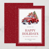 Prettige feestdagen Kaart Rode Vrachtwagen Kerstbo (Voorkant / Achterkant)