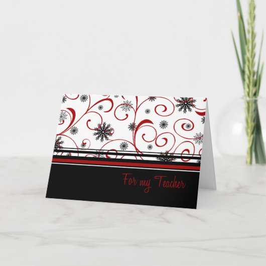 Prettige feestdagen Kaart Sneeuwvlokken leraar (Voorkant)